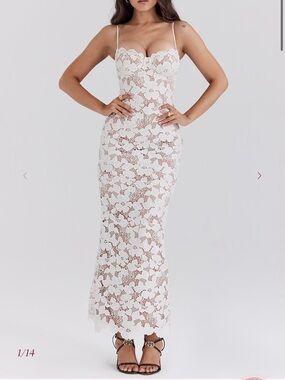 House of CB | Dresses | Nwot House Of Cb Seren Pistachio Floral Lace Back  Maxi Dress | Poshmark
